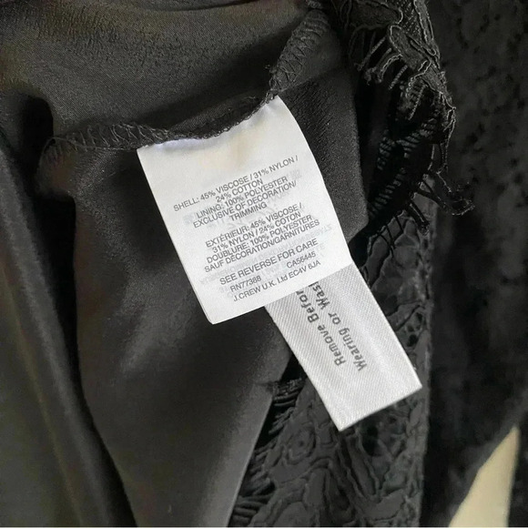 J. Crew Black Lace Long Sleeve Dress SZ 00 - Picture 11 of 12